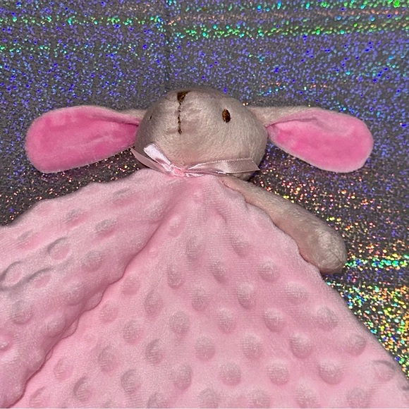 Lovie Security Blanket Pink Dog Minky Dot Lovey 16 in. Satin Back Trim Baby Toy - Picture 11 of 12